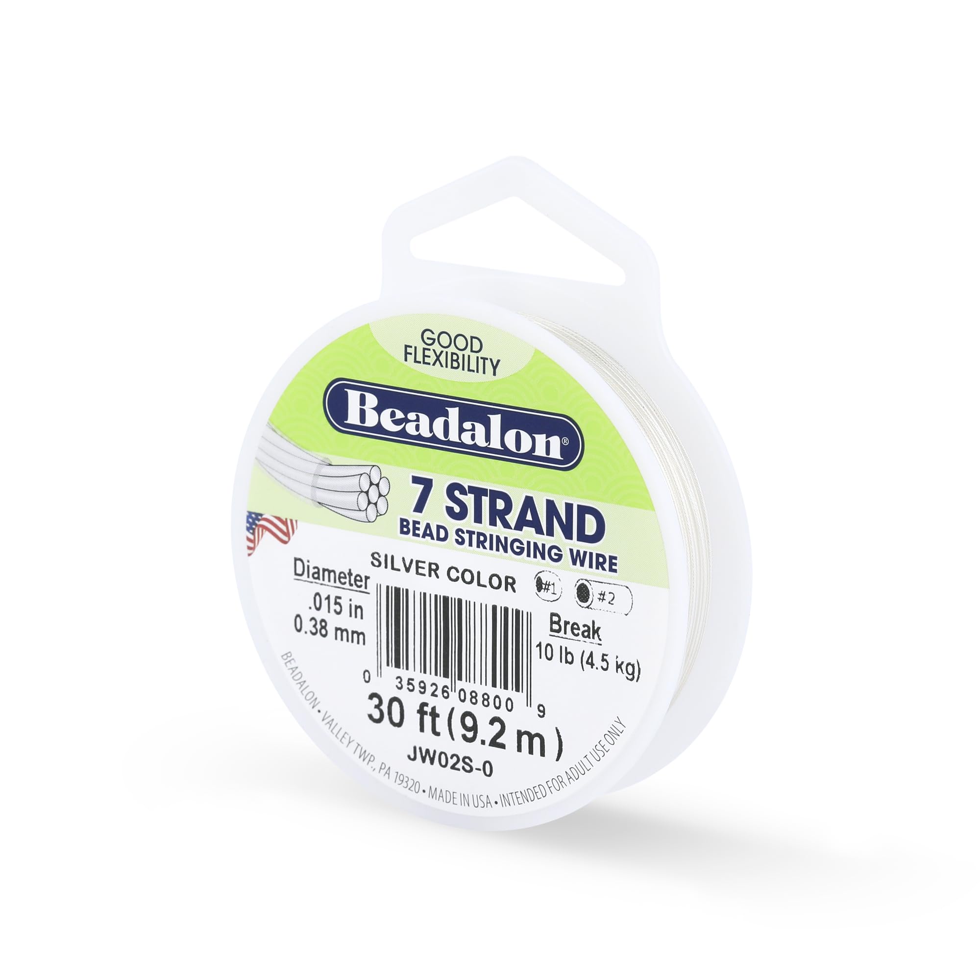 Beadalon 0.38 mm Diameter 9.2 m Reel 7 Strand Wire, Silver โ image 1