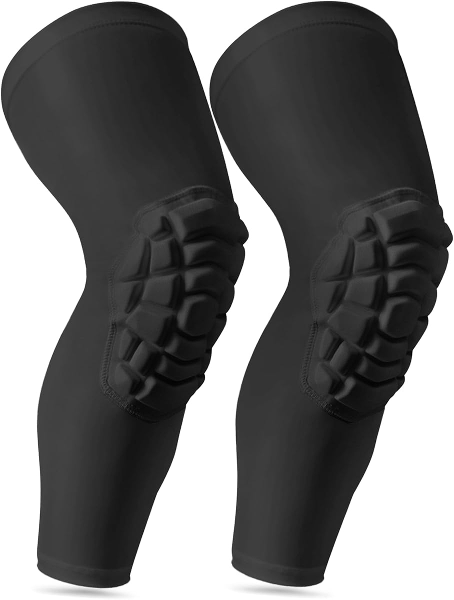 Rodilleras de compresión para piernas, rodilleras de lucha libre, voleibol, fútbol, ​​rodilleras de compresión para adultos jóvenes, 1 par de rodilleras ((#1) negro-2 piezas, grande)