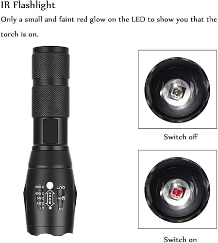 Miniatura 4 de Linterna iluminadora LED IR Zoomable 850nm Linterna infrarroja Dispositivo de visión nocturna para caza, búsqueda y rescate, uso militar.