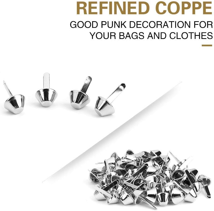 Hztyyier 50pcs Bag Foot Rivet Tools Plate Bottom Bag Foot Bag Feet Metal Flat Feet Cone Studs Mushroom Spike Rivet (10mm) Rivet Tools - Image 4