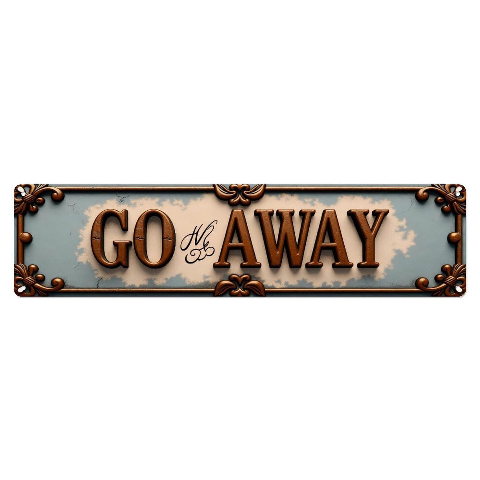 Go Away Sign Pattern Metal Tin Sign Plaque