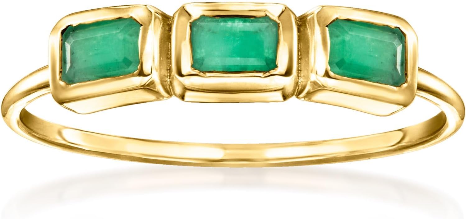 Pure Collection by Ross-Simons 0.40 ct. t.w. Emerald 3-Stone Ring in 14kt Yellow Gold