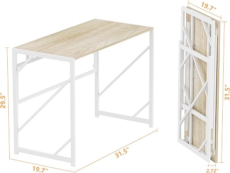 Elephance Folding Desk Writing Computer Desk for Home Office No-Assembly