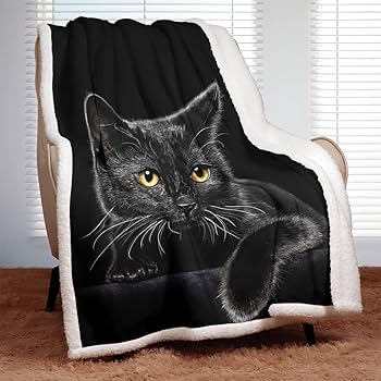 Amazon.com: YISUEMEI Black Cat Sherpa Blanket, Soft and Plush Cute