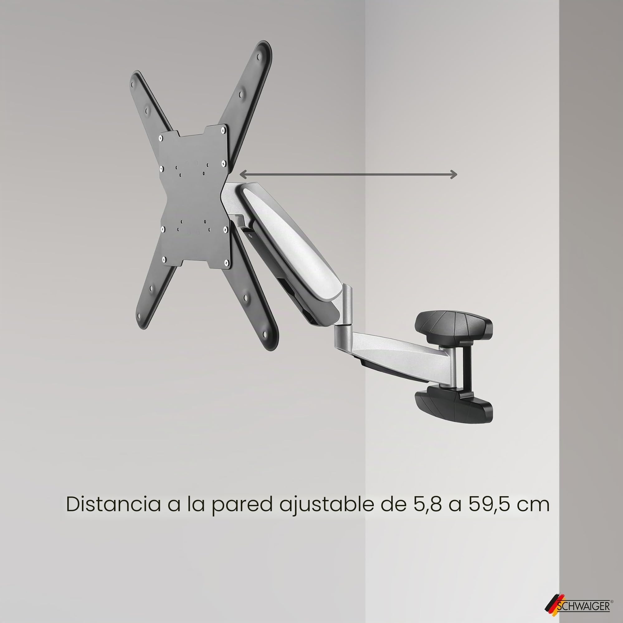 SCHWAIGER 9444 Soporte de Pared para TV 23-55 Pulgadas Soporte para TV inclinable, Giratorio máx. 30 kg máx. VESA estándar 400x400 Negro Incl. Accesorios de Montaje
