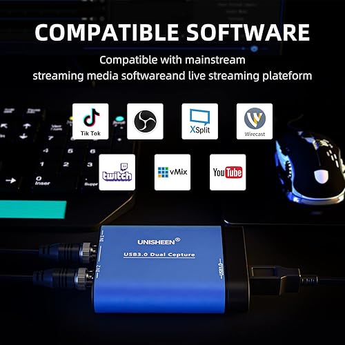 Vista 6 de USB 3.0 SDI Tarjeta de captura de doble entrada, 1080P Video Broadcast Game Live Stream, SDI a USB 3.0 HD Transmisión en vivo Grabber Convertidor