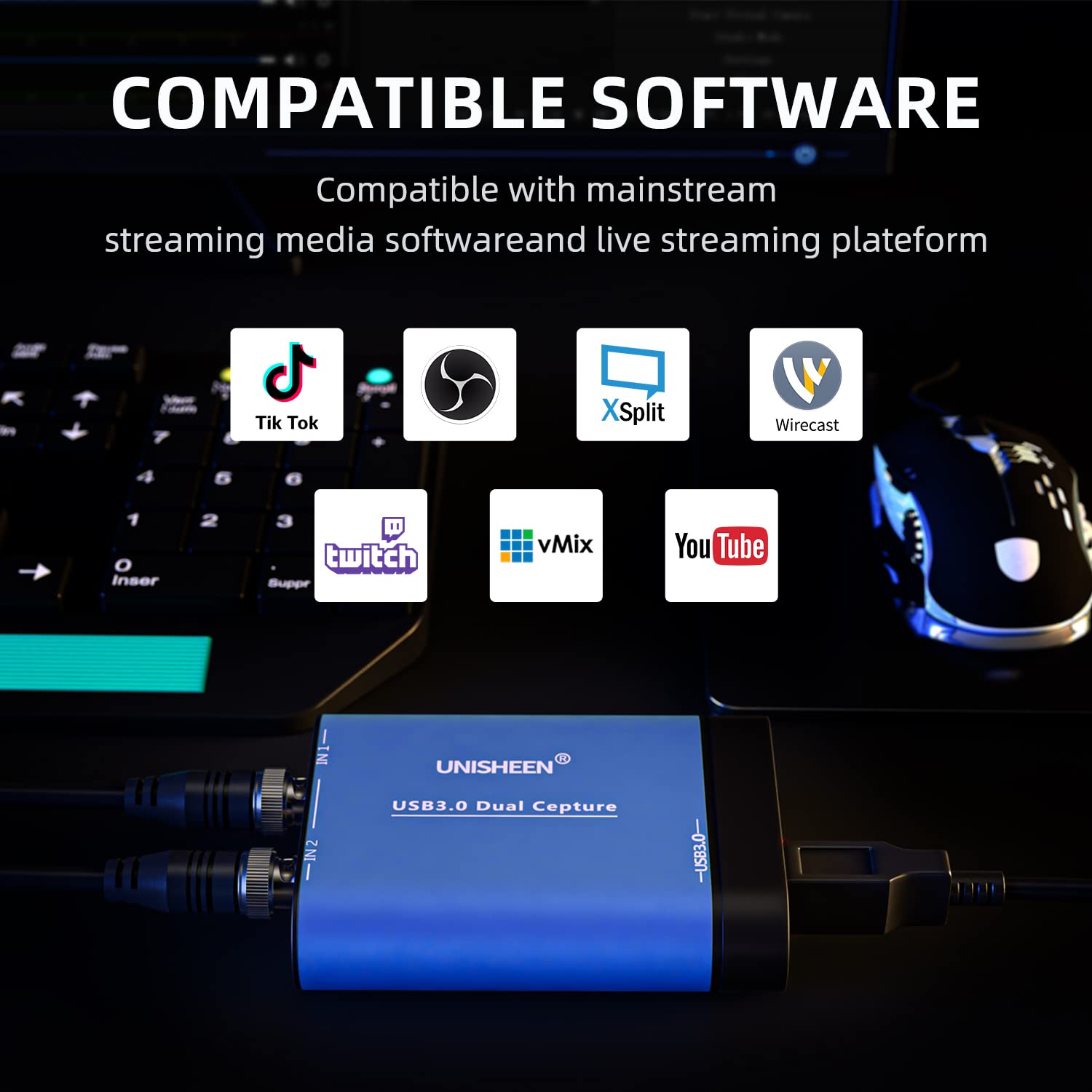 USB 3.0 SDI Dual Input Capture Card, 1080P Video Broadcast Game Live Stream, SDI to USB 3.0 HD Live Streaming Video Grabber Converter Free Driver
