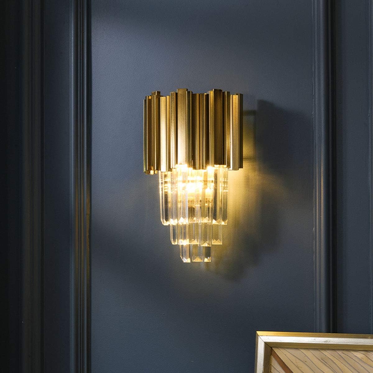 Buу 1 gеt 1 🔥 Postmodern Crystal Wall Lamp with Tiered Clear Crystal and Irregular Brass Lamp Circle for Bedroom Corridor Sitting Room Amаzіng 🔥 Postmodern Crystal Wall Lamp with Tiered Clear Crystal and Irregular Brass Lamp Circle for Bedroom Corridor Sitting Room