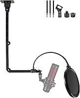 Vista 1 de Ceiling/Wall Mic Mount Holder compatible with Shure MV7,Blue Yeti,Razer,HyperX,Rode,Razer Microphones for Gaming, Streaming, Podcasts, Twitch