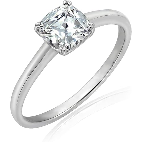 Amazon Collection Platinum or Gold Plated Sterling Silver Fancy Shape Solitaire Ring made with Infinite Elements Zirconia