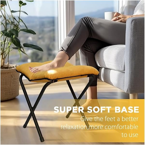 Foldable Ottoman Foot Rest, Foot Stool with Soft Cushion, Compact Lazy Sofa Stool for Living Room Bedroom Office Dorm RV (Green) by Generic - Image 5
