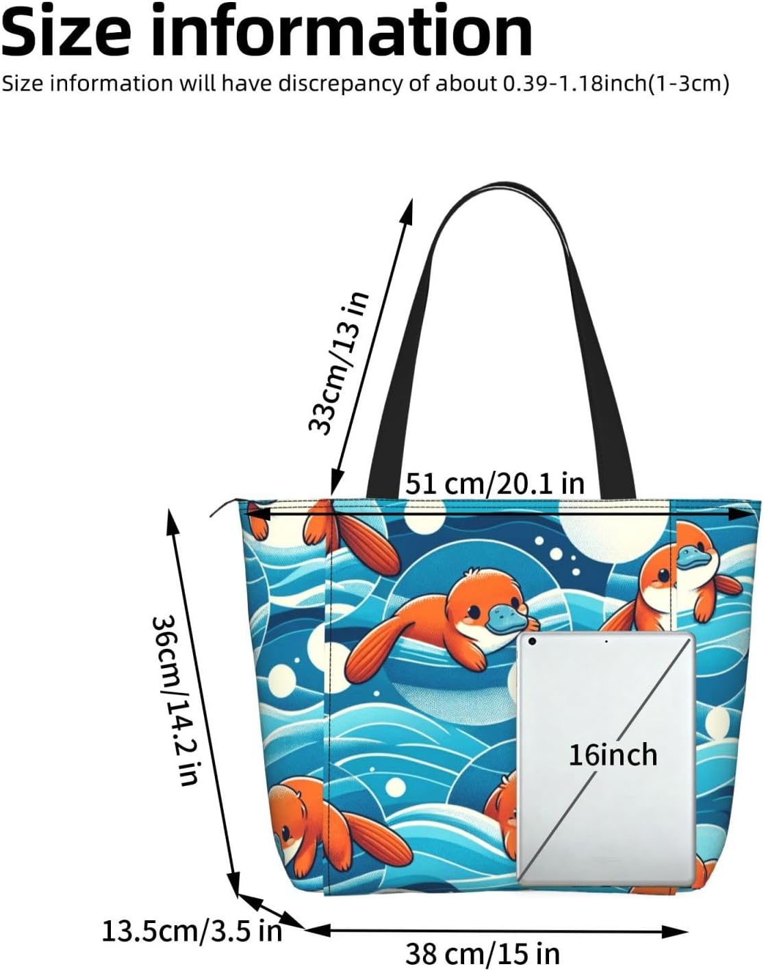 Women Cute-Platypuses Yoga Mat Bag Gym Tote image 3