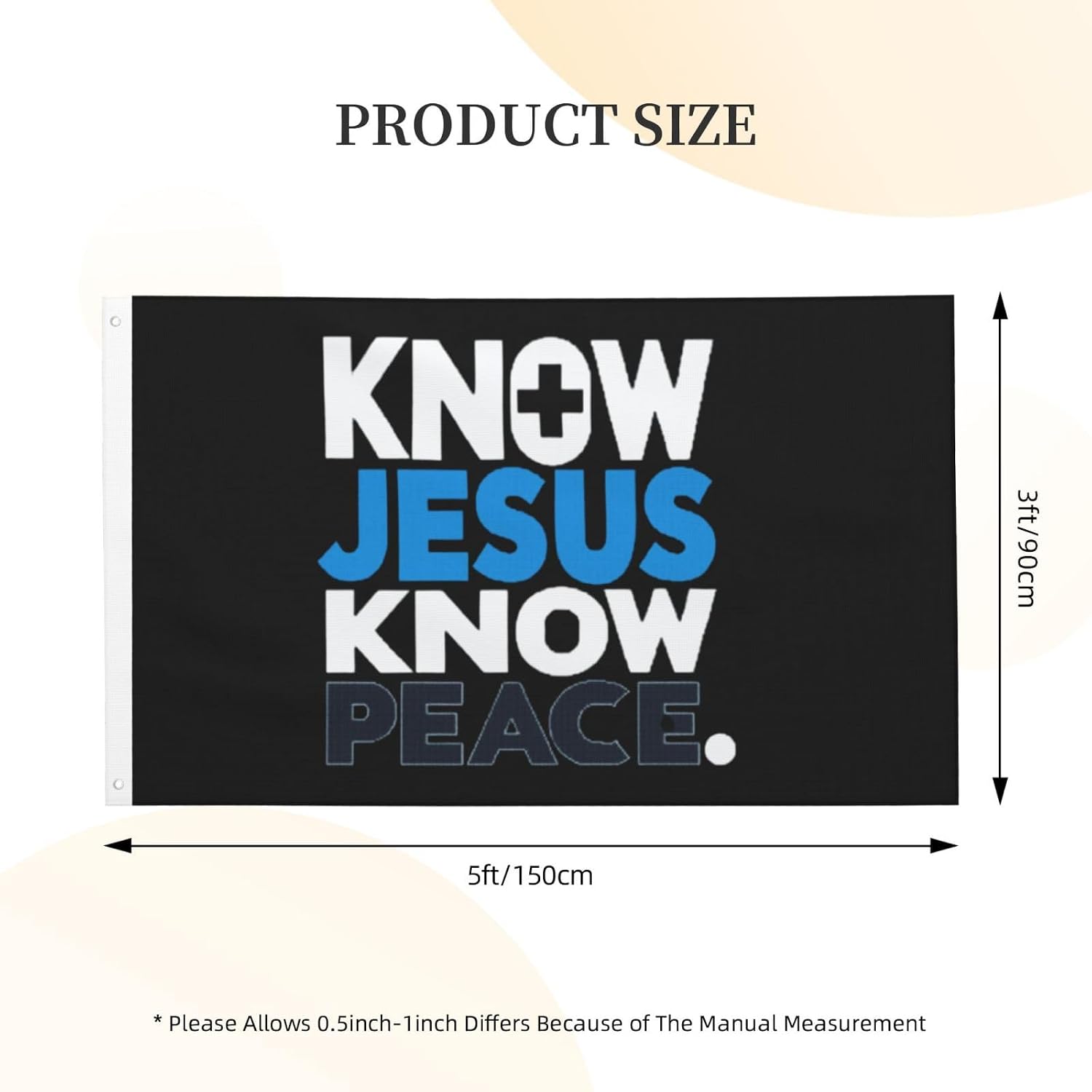 Know Jesus Know Peace Flag 3x5 Outdoor Double Sided Popular Flag Wall Decor For Garden 3x5 Ft, Know Jesus Know Peace Tapestry For Bedroom image 3