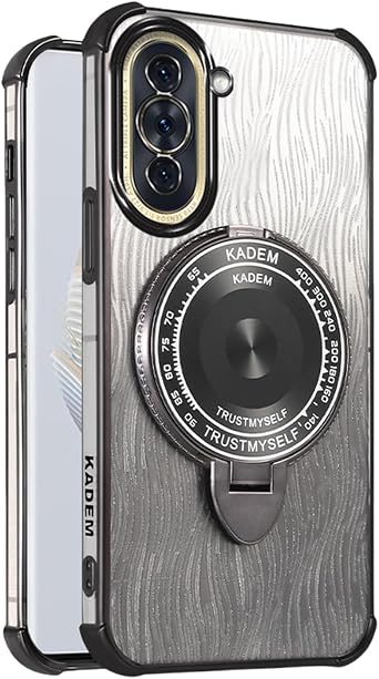 TPU Case for Huawei Nova 10 Pro Cover, Luxury Shockproof Slim with Makeup Mirror Case with Metal Kickstand [Support Magnetic Car Holder] Compatible with Huawei Nova 10 Pro Case for Woman Black