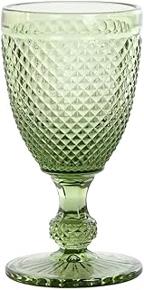 DKD Home Decor Set de Copas de la Marca, Color Verde, de Cristal (8 x 8 x 15,5 centímetros)