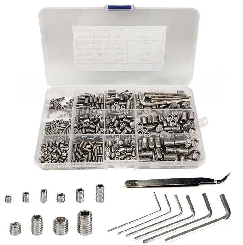 540 pz/set in acciaio inox 304 vite di fissaggio M2 M3 M4 M5 M6 M8 esagono incassato Kit DIN913 Vite senza testa Assortimento Kit