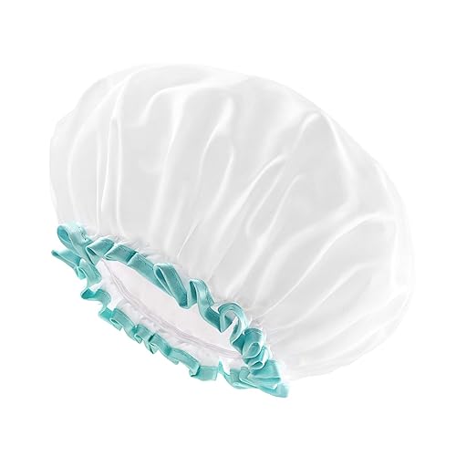 Miniatura 9 de mikimini Gorro de ducha impermeable lavable para niñas y mujeres, blanco lindo y suave