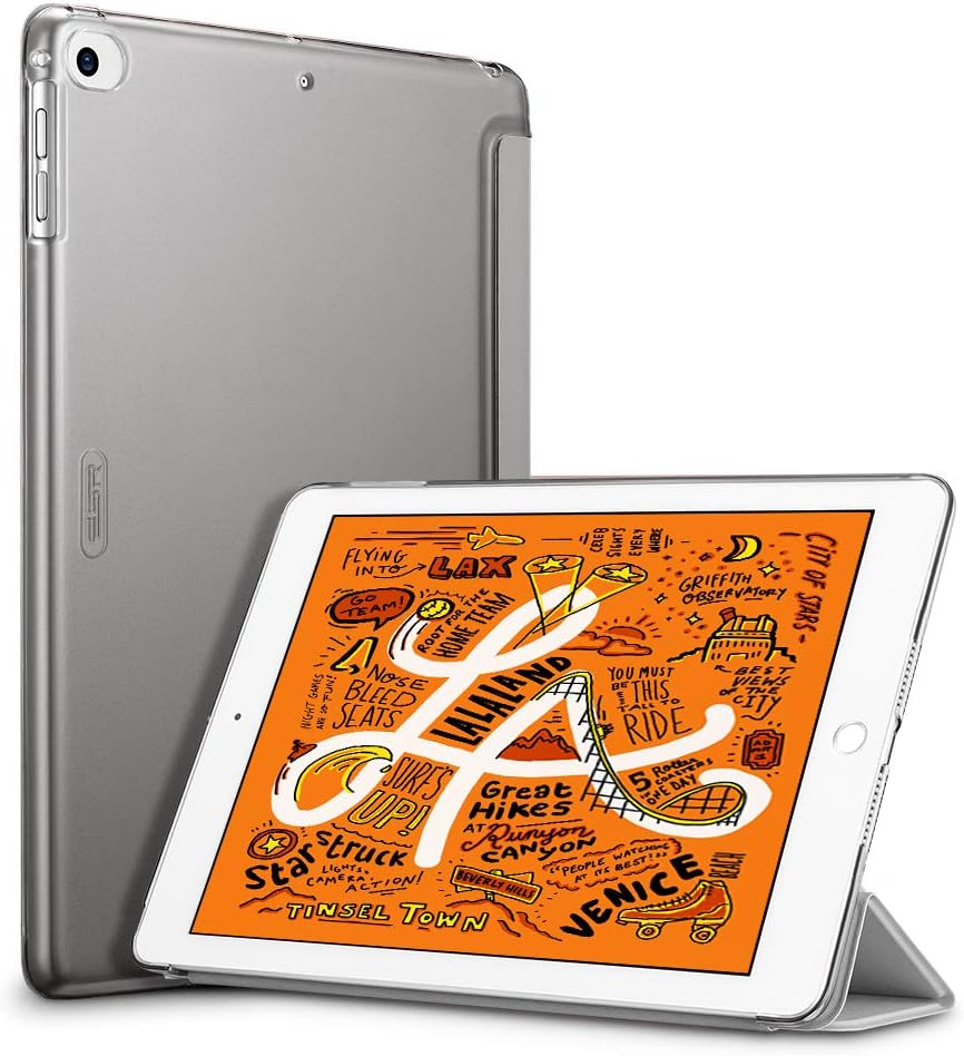 ESR for iPad Mini 4 Case, Ultra-slim Lightweight Smart Case with Trifold Stand and Auto Sleep/Wake Function, Microfiber Lining, Translucent Frosted Back Cover for Apple iPad Mini 4, Gray