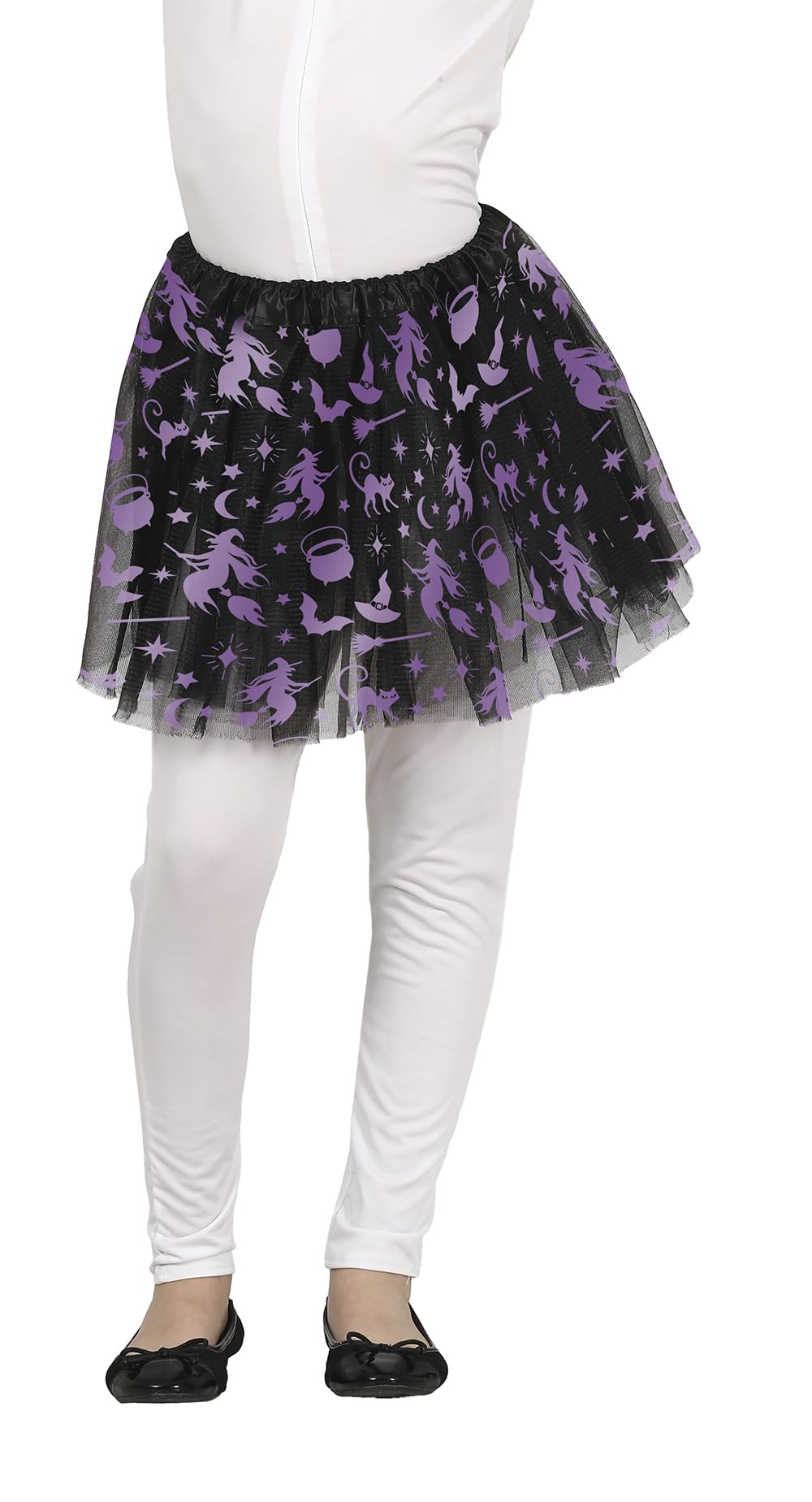 FIESTAS GUIRCA | Black Witch Tutu (30 cm) - Children's Accessory for Halloween Costumes and Witch Parties - Ideal for Boys and Girls - Black and Purple