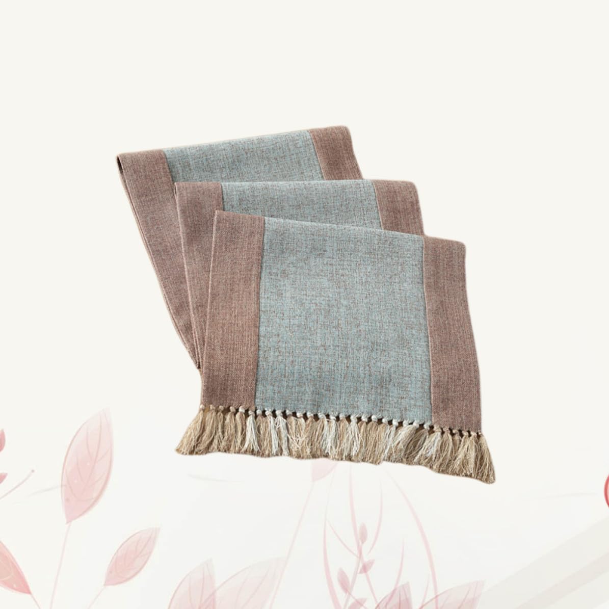 Sosoport Runner da Tavola Frange 220cm in Cotone Blu per Casa