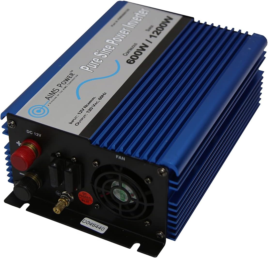 Best Cyber Monday 🔥 AIMS Power PWRI60012120s UL 600 WATT Pure SINE Inverter 12 VDC to 120 VAC ETL Listed USB, Cables and Remote Port