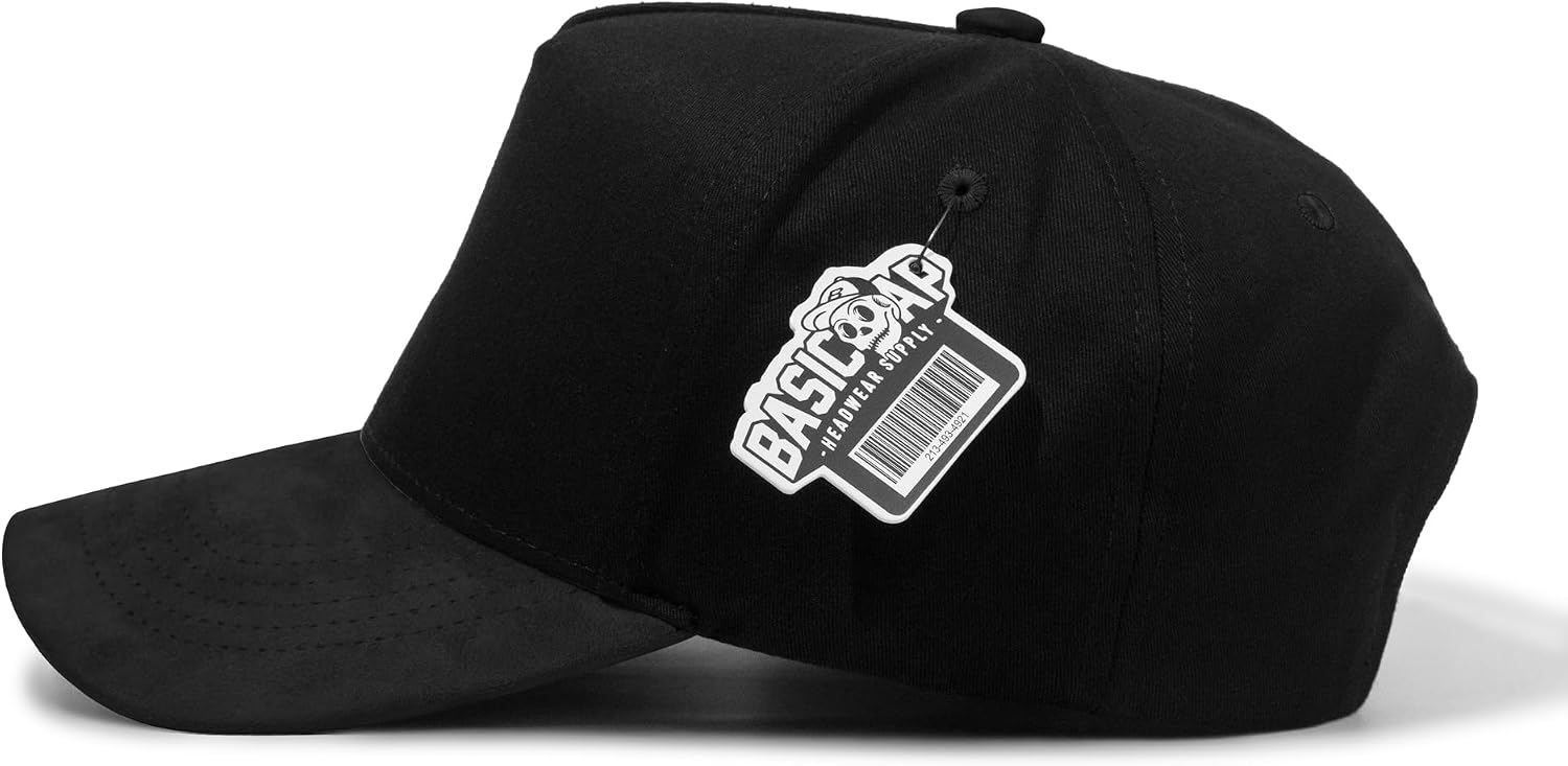 Premium Cotton Suede Snapback Hat – 5 Panel Plain Two-Tone Adjustable Baseball Cap with Curved Bill for Men & Women image 2