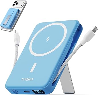 Magnetic Portable Charger 10000mAh, 22.5W Power Bank with Built in Cable | Foldable Stand,20W Fast Charging for Magsafe Battery Pack with LED Display, Travel Essential for iPhone 17/16/15/14/13/12 Pro