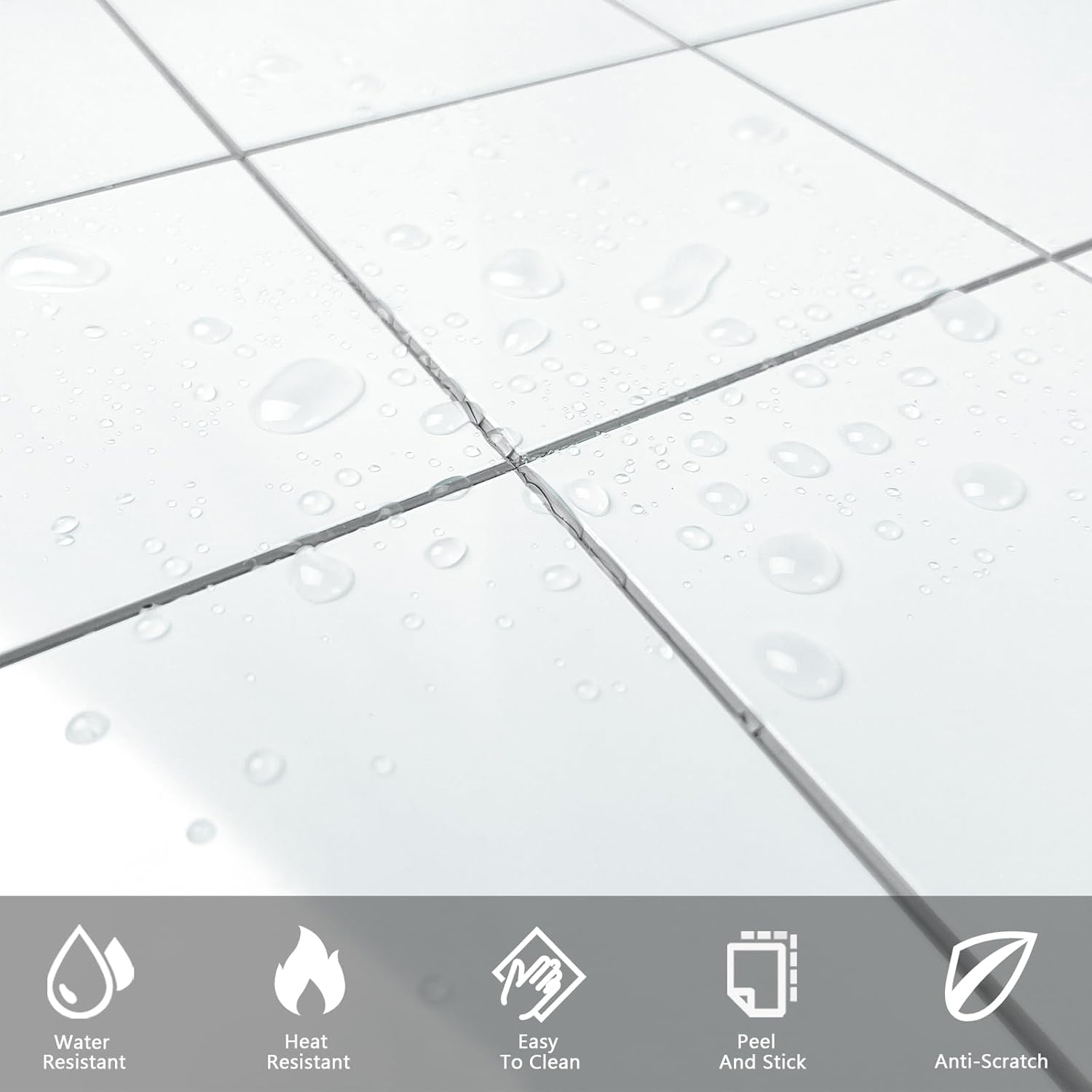 HOMEART White Peel and Stick Backsplash Square Tile, 6-Sheet Self Adhesive Glossy Stick on Backsplash Adhesive Wall Tiles for Kitchen Bathroom