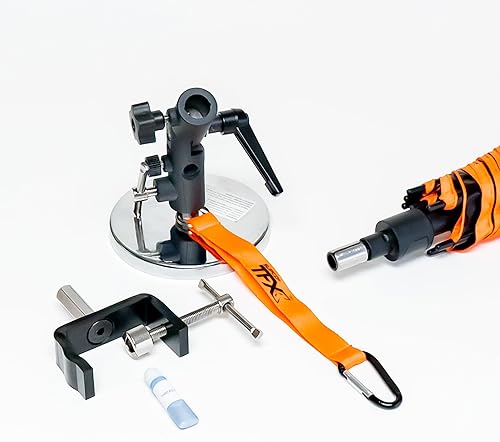 Miniatura 4 de Supco MUKIT-FR TradeFox - Paraguas de 60 pulgadas con kit de base magnética, abrazadera de acero HD y cordón