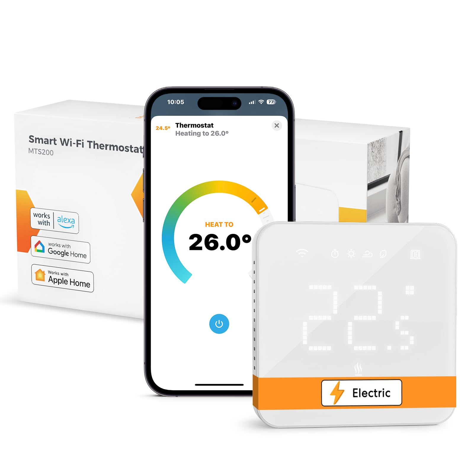 Refoss Refoss Termostato Inteligente para Calefacción Eléctrica, Termostato Digital Programable con HomeKit, Alexa y Google, Termostato WiFi Smart para Control Preciso de Temperatura vía App