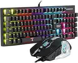 Kit Gamer Teclado Mecânico RGB e Mouse com Alta Precisão – Iluminação Personalizável, Conforto e Desempenho para Jogos