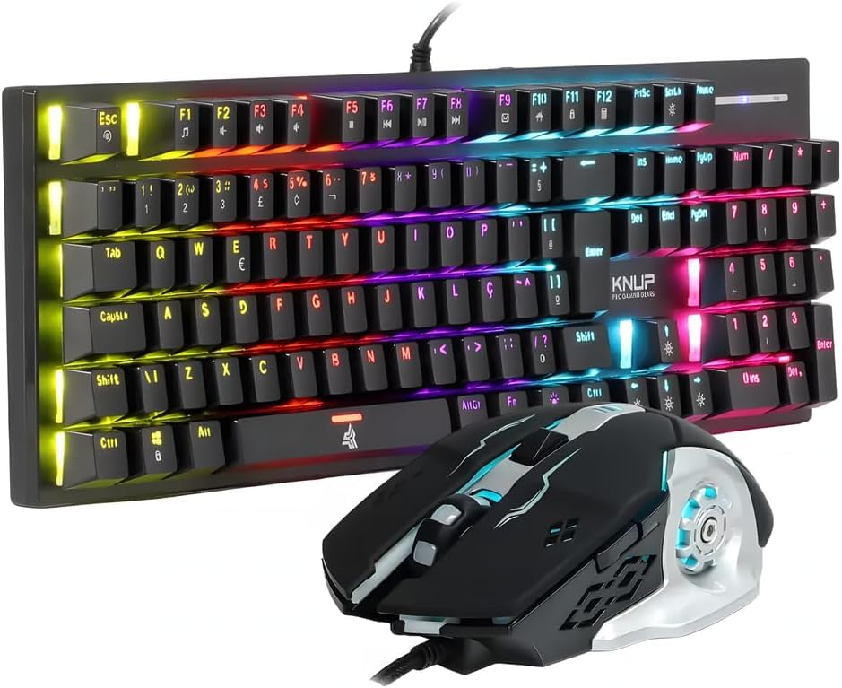Kit Gamer Teclado Mecânico RGB e Mouse com Alta Precisão – Iluminação Personalizável, Conforto e Desempenho para Jogos