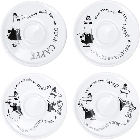 Bialetti Cup & Saucer Uncle Bialetti White Coffee Espresso Cup Set of 4 Y0TZ033
