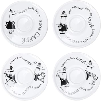Bialetti Cup & Saucer Uncle Bialetti White Coffee Espresso Cup Set of 4 Y0TZ033