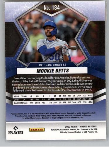 Miniatura 2 de 2022 Panini Mosaic #184 Mookie Betts Los Angeles Dodgers Baseball Trading Card