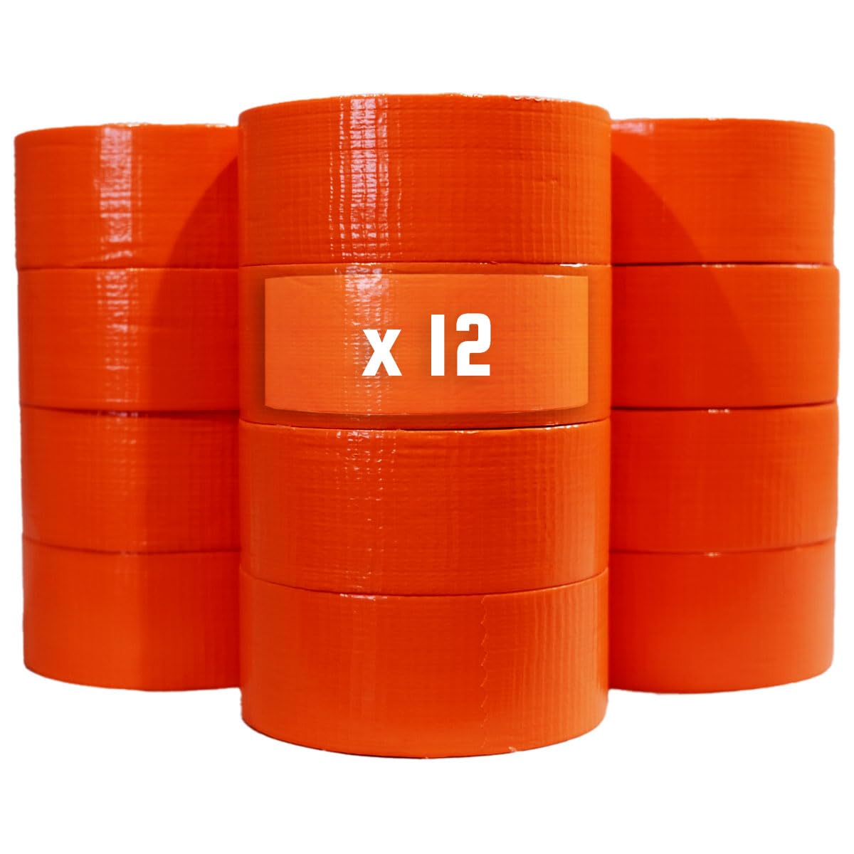 Tecplast Lot de 12 Rubans adhésifs toilés orange 50 mm x 33 m - Rouleau adhésif pour fixer les bâches, fils et câbles
