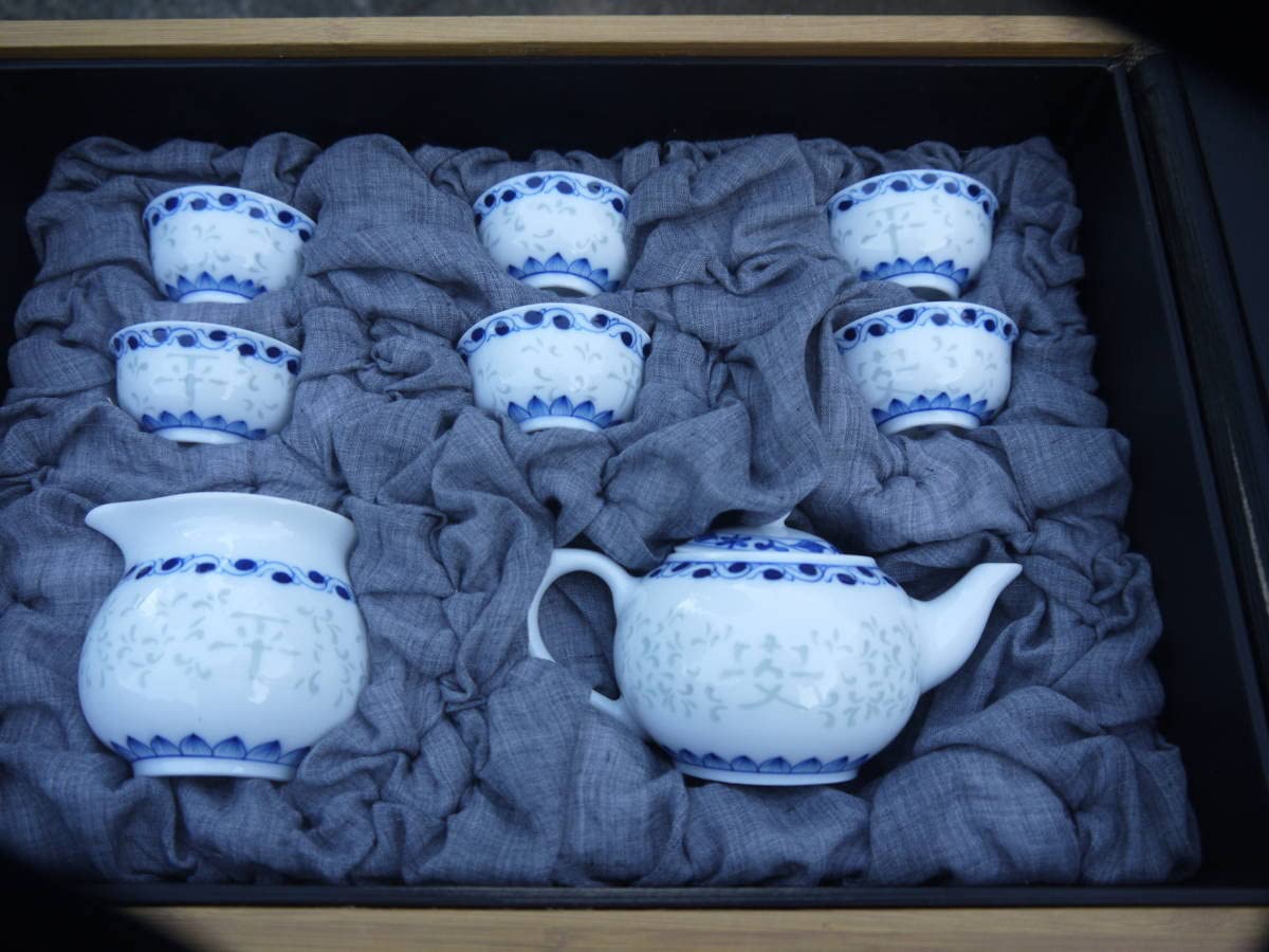 Amazon.co.jp: 【2Au18OF立】平安青雲透かし煎茶器揃煎茶碗湯呑5客急須 