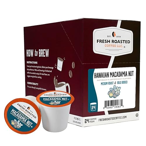 Miniatura 471 de Fresh Roasted Coffee, Crema Brûlée, cápsulas de café saborizadas, compatible con K-Cup, 24
