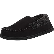 Dearfoams Mens Eli Microfiber Indoor/Outdoor with Whipstitch Detail Suede Moccasin Slipper