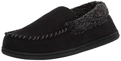 Dearfoams Mens Eli Microfiber Indoor Outdoor with Whipstitch Detail Suede Moccasin Slipper