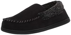 Dearfoams Mens Eli Microfiber Indoor Outdoor with Whipstitch Detail Suede Moccasin Slipper