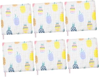 ibasenice 6Pcs Lenço Quadrado Impresso Lenços De Rosto Recém-Nascidos Panos De Musselina Bebê Algodão Lenços De Bebê Lenços De Bebê Lenço De Banheiro Toalha De Banho Confortável Toalha De