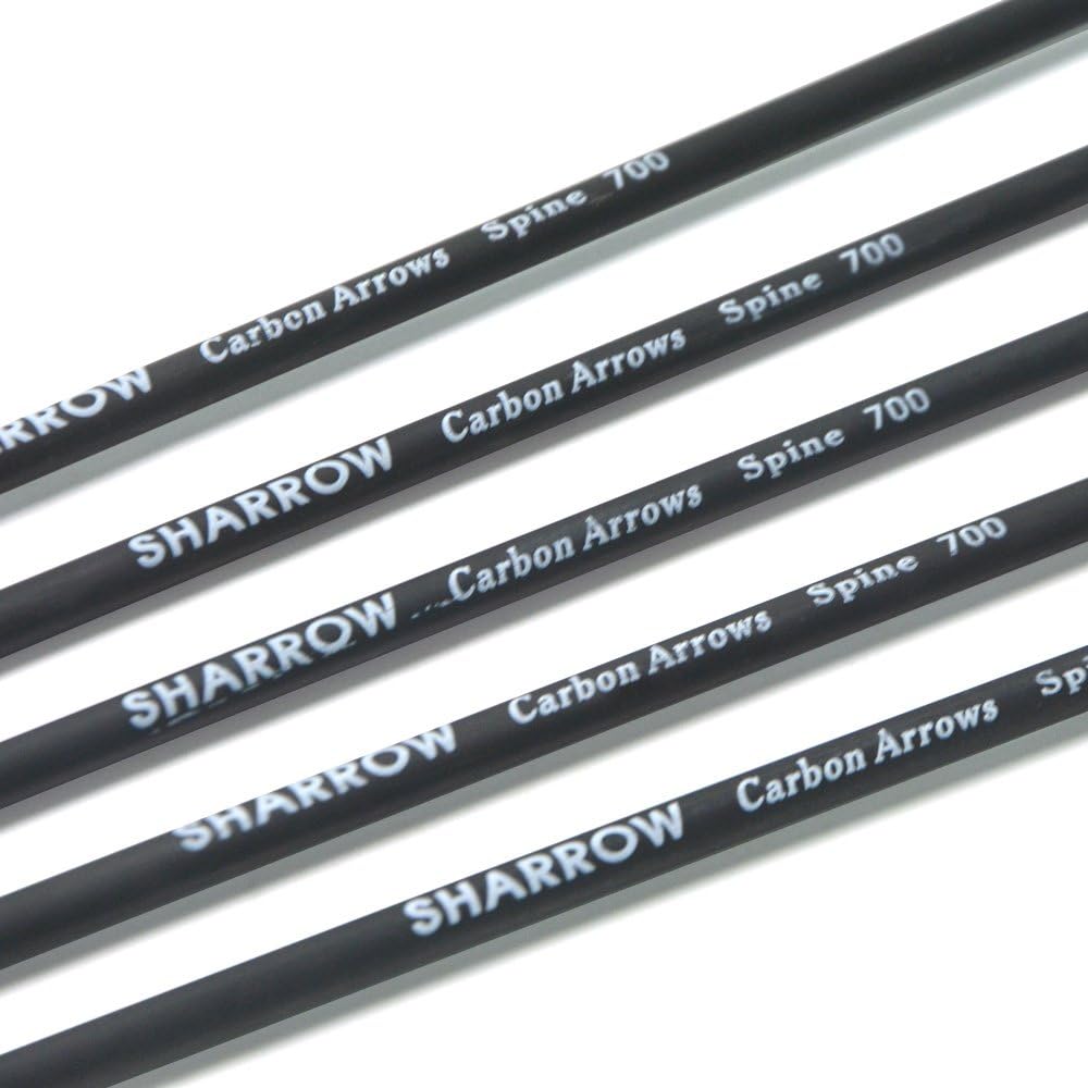 31Inch Archery Carbon Arrow Hunting Arrows Spine 700 Target Shooting Arrow with Rubber Arrow Feather for Recurve Bow Longbow Traditional Bow Outdoor Hunting Practice