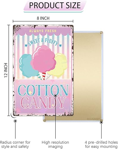 Miniatura 2 de Cartel de metal con texto en inglés Sweet Fluffy Cotton Candy con texto en inglés Retro Print, póster decorativo para pared, decoración de cocina,