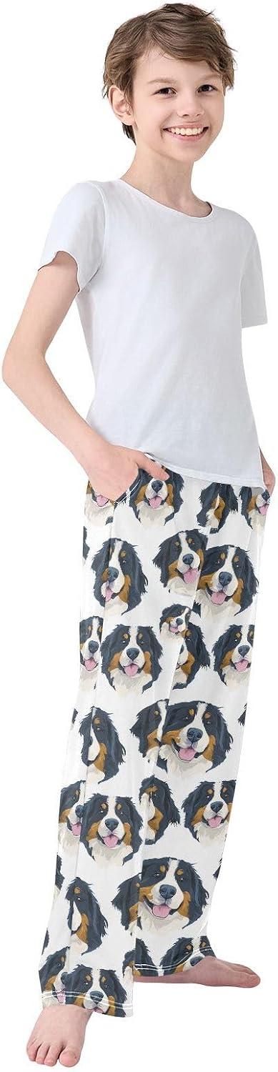 Pattern Of Fishing Themed Lounge Pajama Pants Soft PJ Bottoms for Sleepwear Ages 6-14 Years