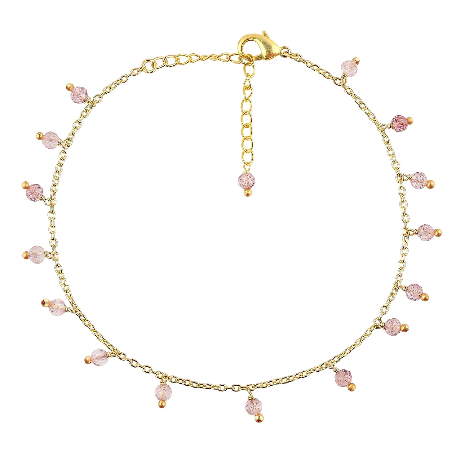 Natural Anklets, Handmade Jewelry, Gemstones, Healing Crystals, Hanging Beaded Ankle Bracelet, Gold Simple Anklets, Birthstone, Gift for Women, 9+2"