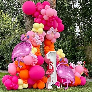 Tropical Flamingo Balloon Garland Kits, 124PCS Hawaiian Balloon Arch kit Birthday Party Balloons Decorations for Wedding Birthday Baby Shower Beach Summer Hawaiian Theme Party Decorations
