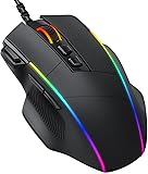 Mouse Gaming, Dacoity Mouse RGB Ergonomico da 8000 DPI (5 livelli), 8 Pulsanti Programmabili, 7 Modalità di Illuminazione RGB Personalizzabili, Mouse con Filo USB per PC, laptop, MacBook