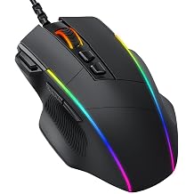 Gaming Mouse, Dacoity Ergonomic RGB Mouse 8000 DPI 5 Levels, 8 Programmable Buttons, 7 Customizable RGB Lighting Modes, USB Wired Mouse for PC, Laptop, MacBook