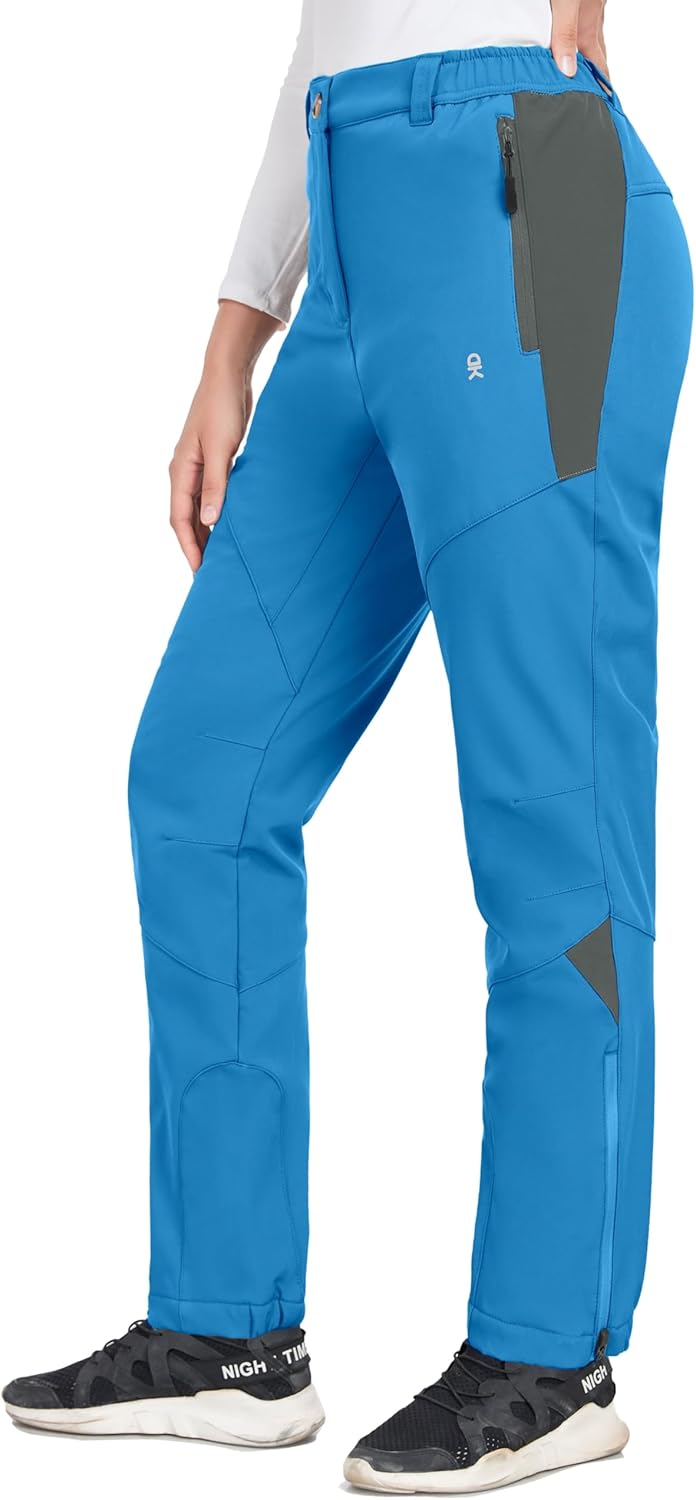 Mapamyumco Women's Fleece Lined Waterproof Snow Ski Pants Winter Warm Hiking Softshell Pants